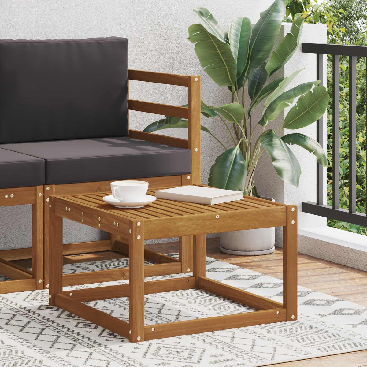 Outdoor Middle and Corner Sofa 2 Piece Natural 1x table