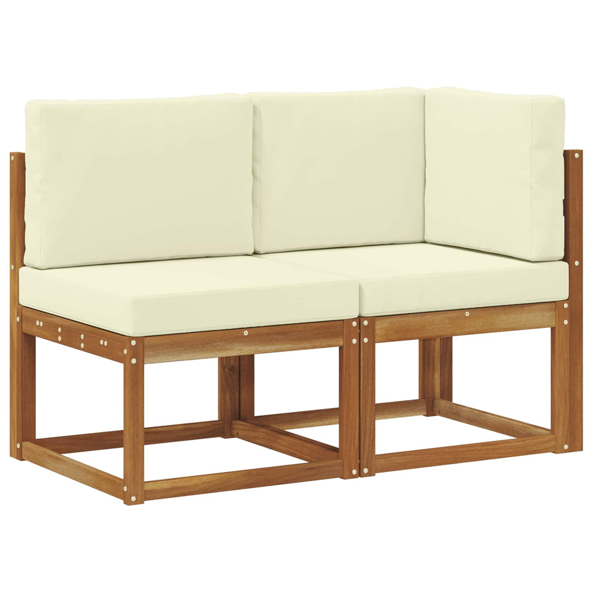 Outdoor Middle and Corner Sofa 2 Piece Natural and cream 1x middle +1x corner