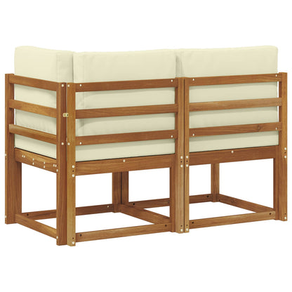 Outdoor Middle and Corner Sofa 2 Piece Natural and cream 1x middle +1x corner