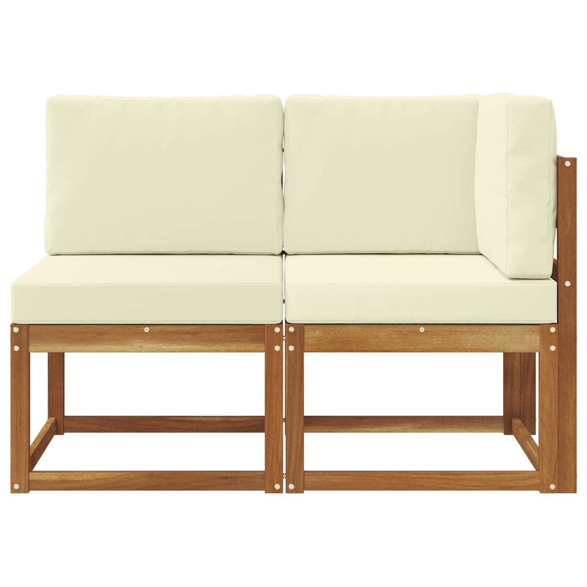 Outdoor Middle and Corner Sofa 2 Piece Natural and cream 1x middle +1x corner