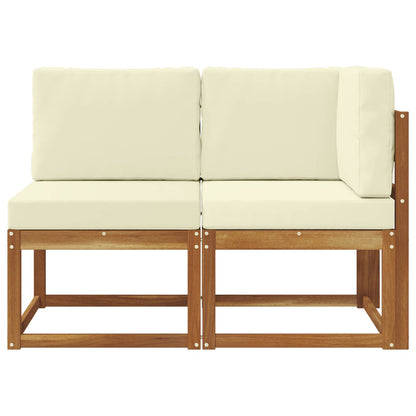 Outdoor Middle and Corner Sofa 2 Piece Natural and cream 1x middle +1x corner