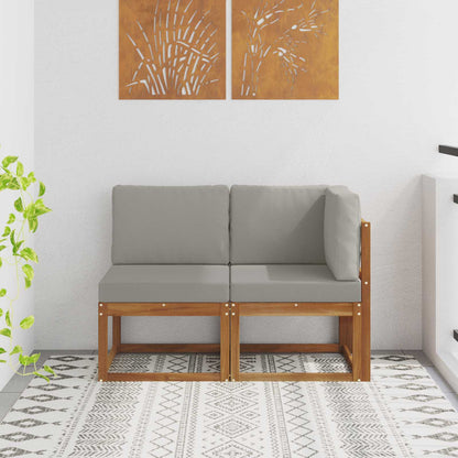 Outdoor Middle and Corner Sofa 2 Piece Natural and light grey 1x middle +1x corner
