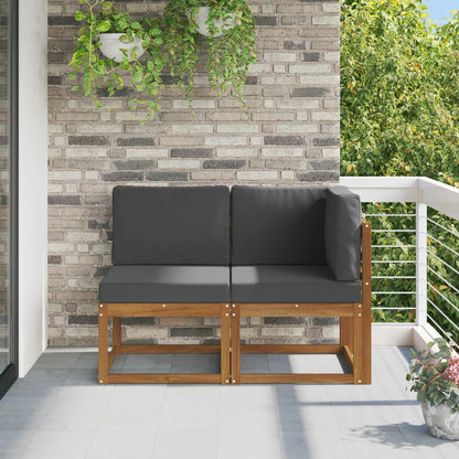 Outdoor Middle and Corner Sofa 2 Piece Natural and anthracite 1x middle +1x corner