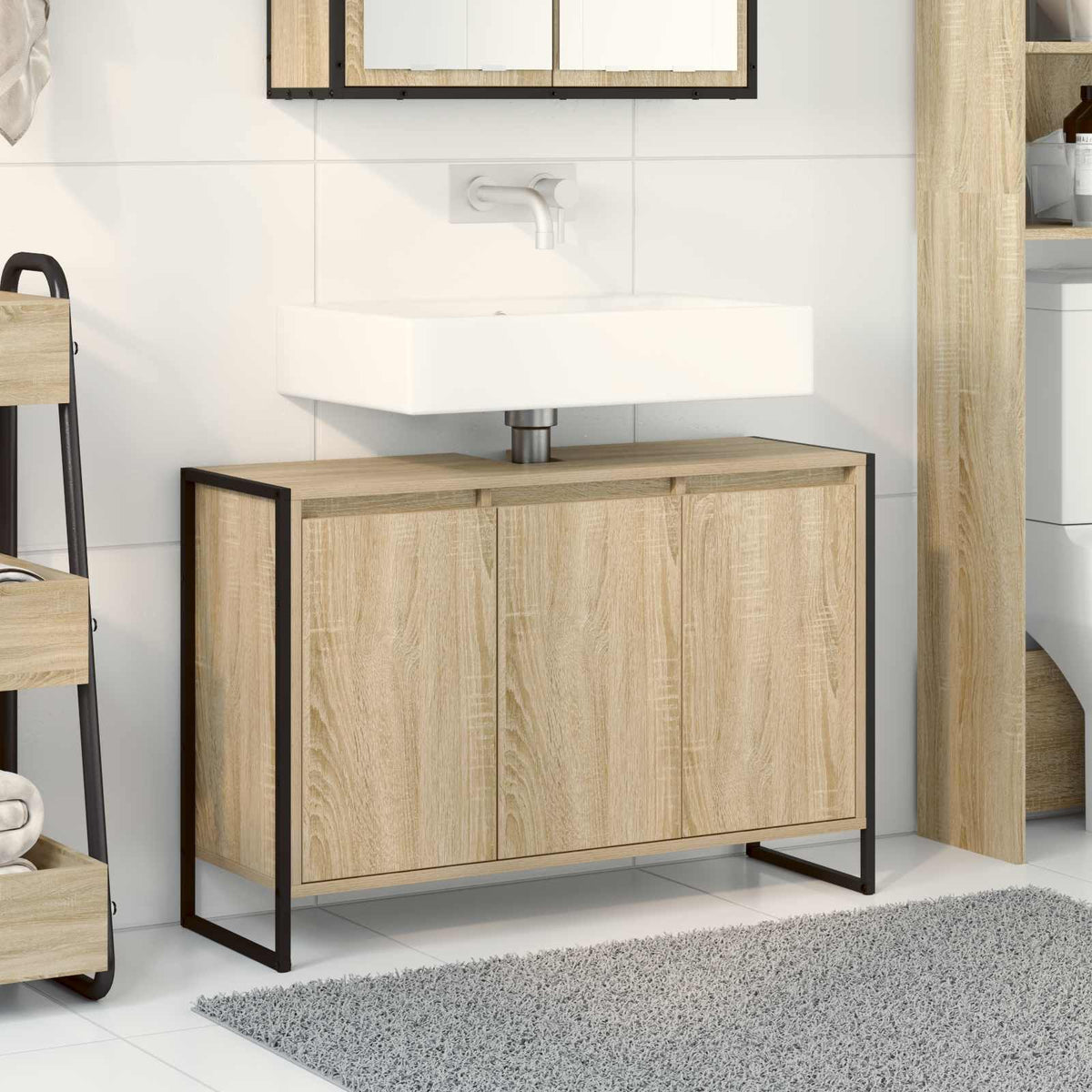 Bathroom Cabinet Engineered Wood Sonoma oak 90 x 30 x 60 cm