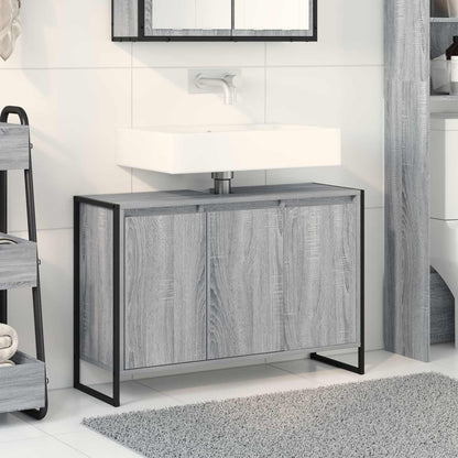 Bathroom Cabinet Engineered Wood Grey sonoma 90 x 30 x 60 cm