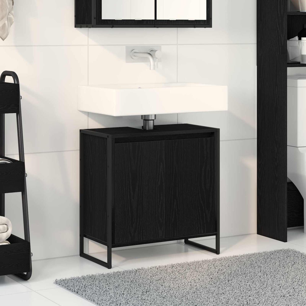 Bathroom Cabinet Engineered Wood Black oak 60 x 30 x 60 cm