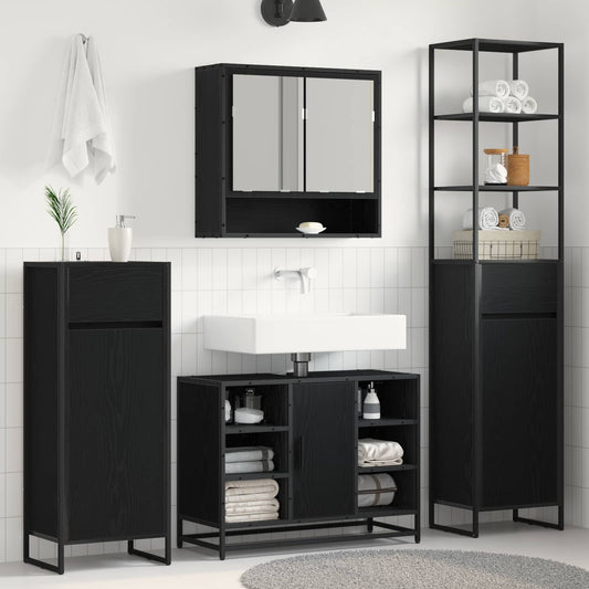Bathroom Cabinet 40 x 30 x 100 cm Engineered Wood Black oak