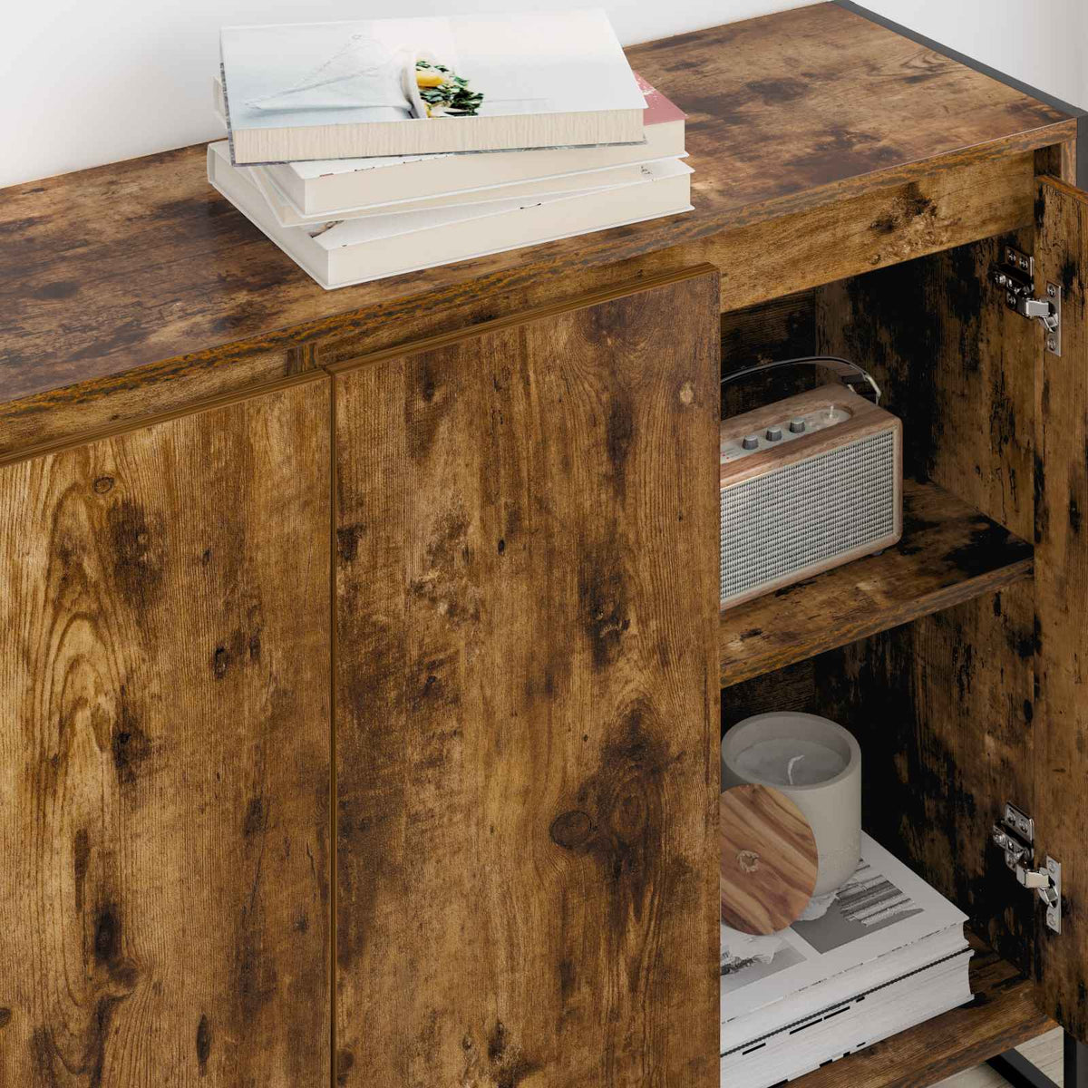 Side Cabinet 96.5 x 30 x 75.5 cm Engineered Wood Smoked oak