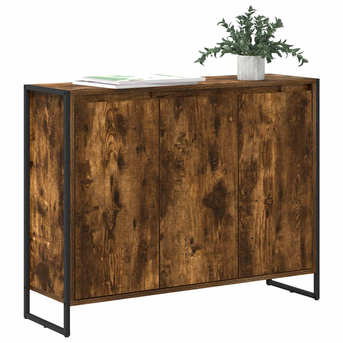Side Cabinet 96.5 x 30 x 75.5 cm Engineered Wood Smoked oak