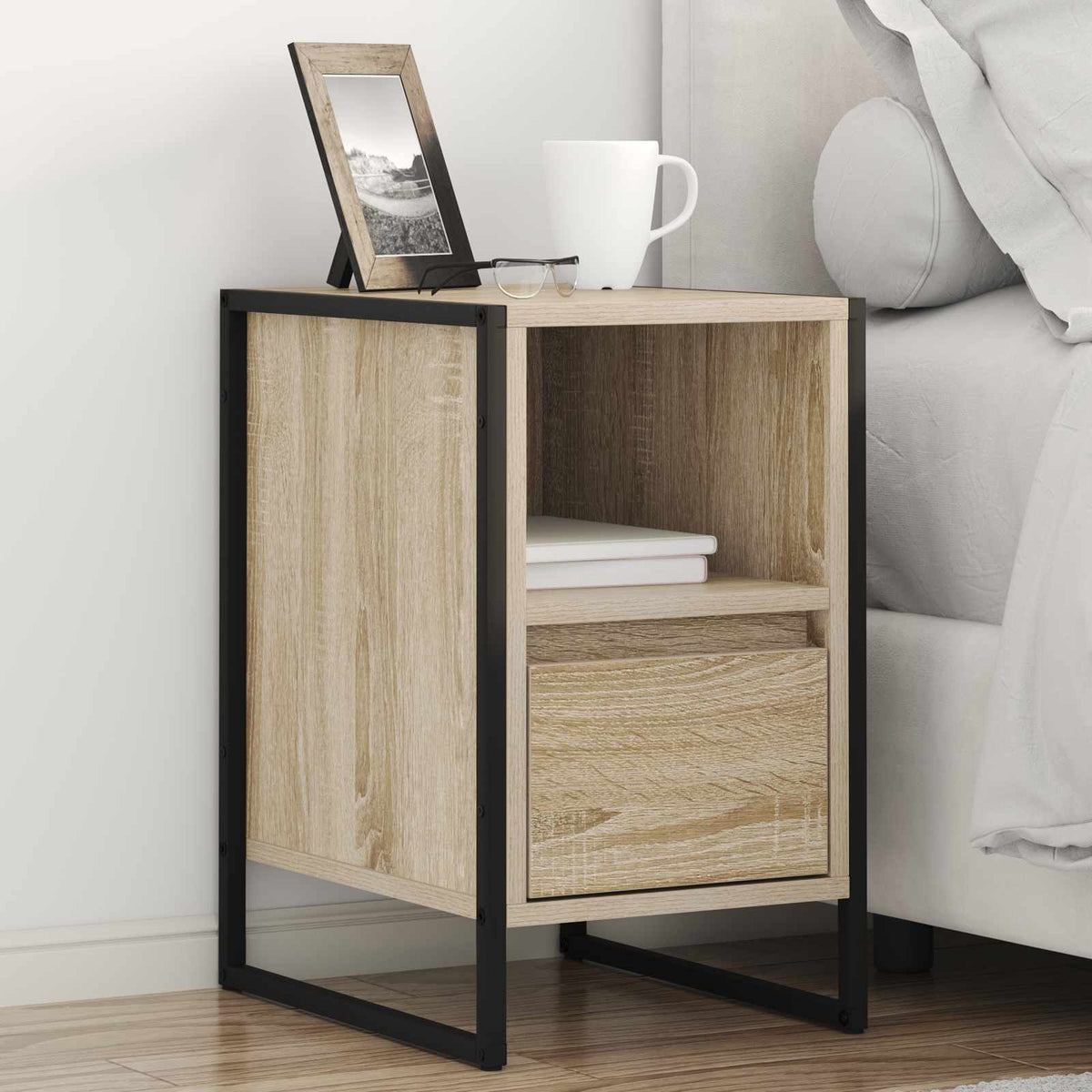 Bedside Table 39.5 x 30 x 50 cm Engineered Wood Sonoma oak 2