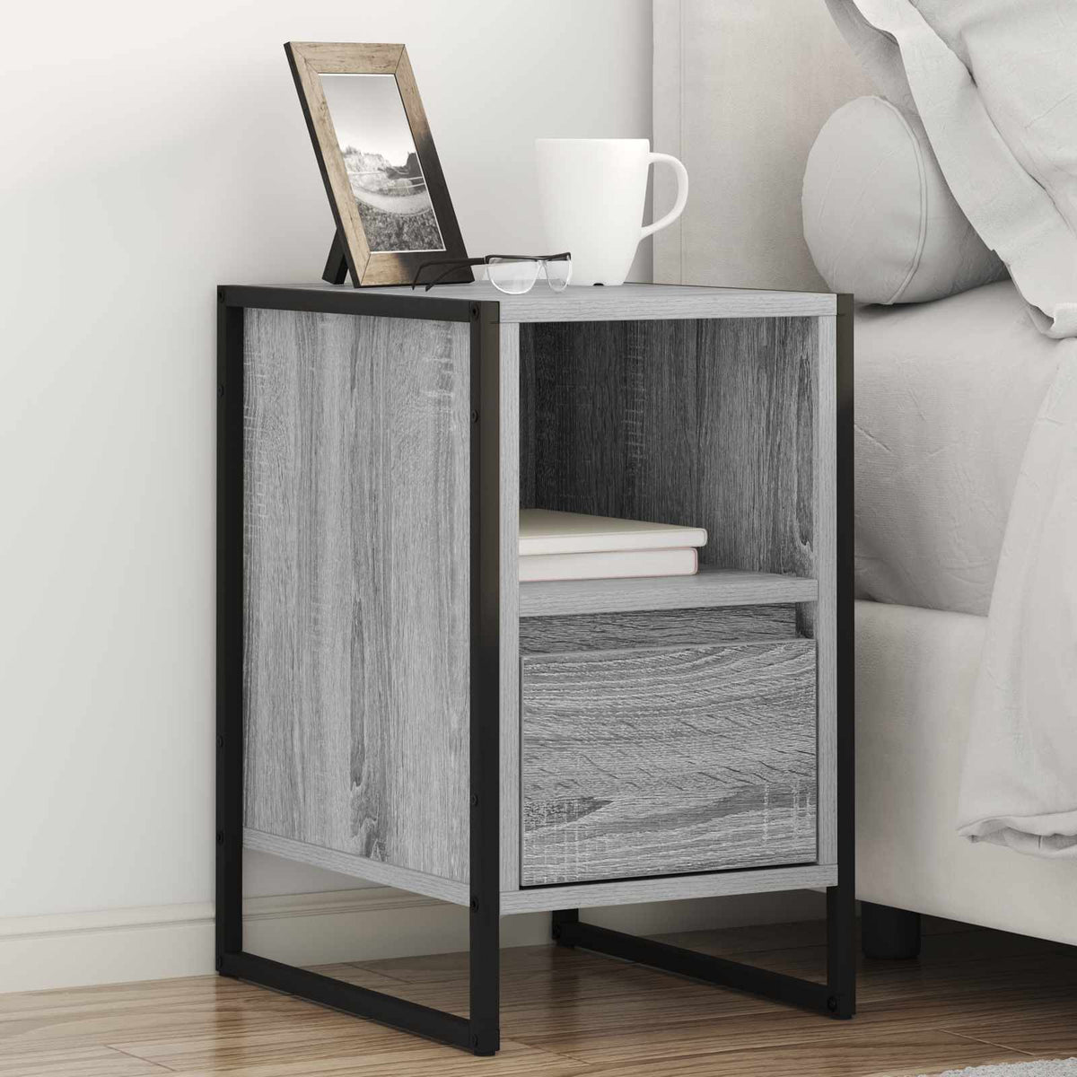 Bedside Table 39.5 x 30 x 50 cm Engineered Wood Grey sonoma 1