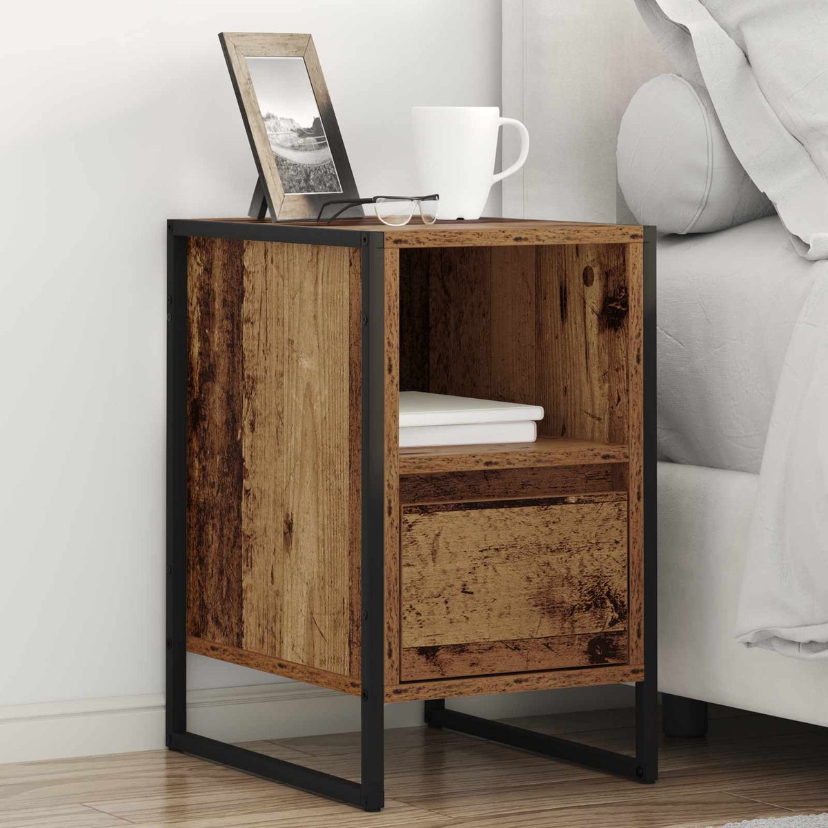 Bedside Table 39.5 x 30 x 50 cm Engineered Wood Old wood 2