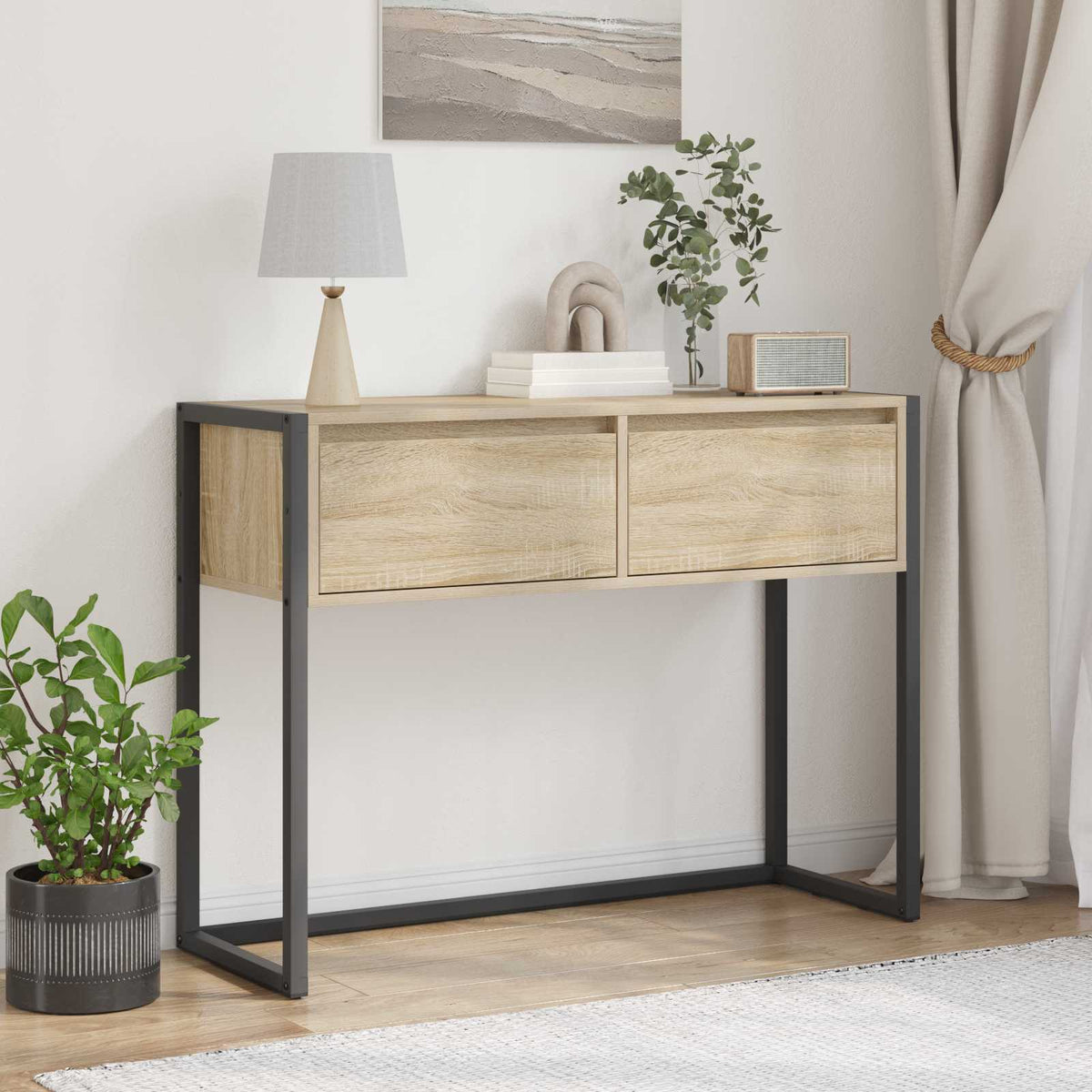 End Table 100 x 36 x 75 cm Engineered Wood Sonoma oak