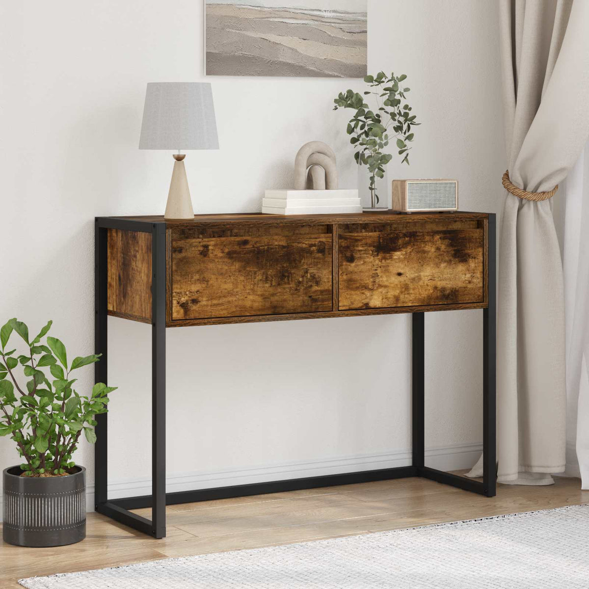 End Table 100 x 36 x 75 cm Engineered Wood Smoked oak