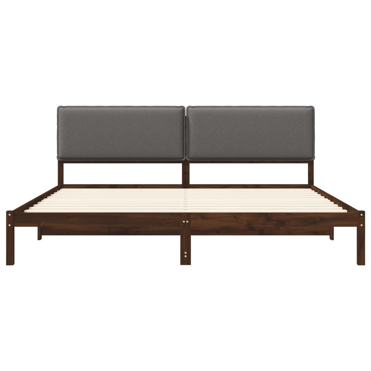 vidaXL Bed Frame with Upholstered Headboard Dark Brown and Light Grey 4