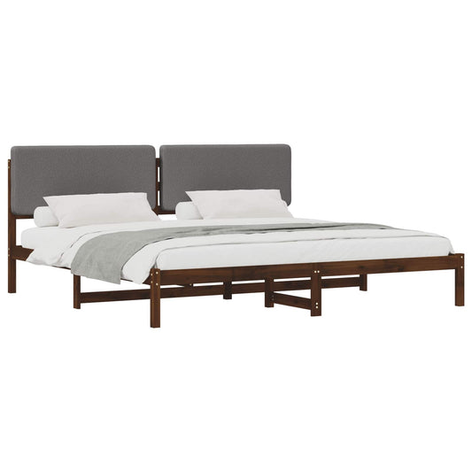 vidaXL Bed Frame with Upholstered Headboard Dark Brown and Light Grey 2