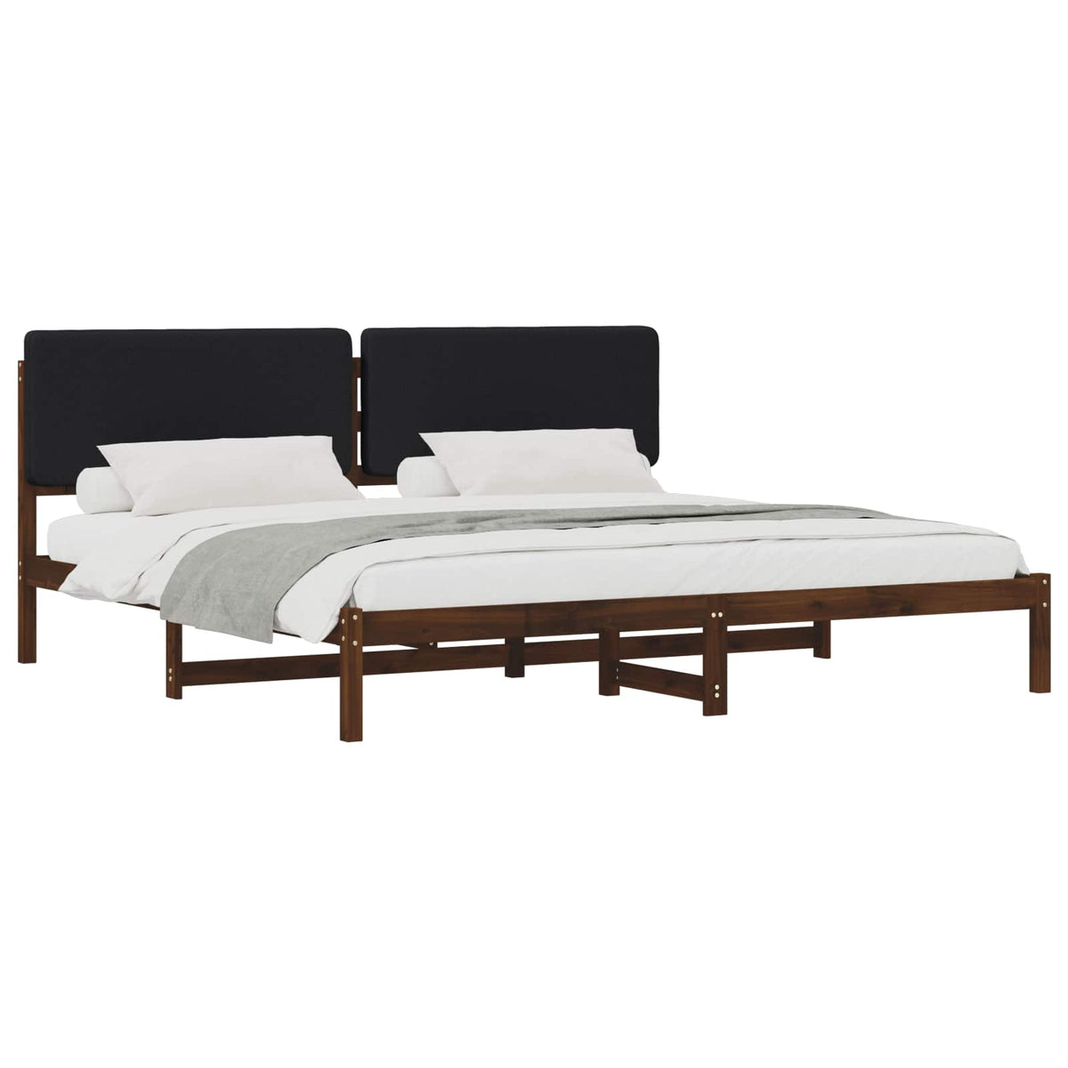 vidaXL Bed Frame with Upholstered Headboard Dark Brown and Black 2