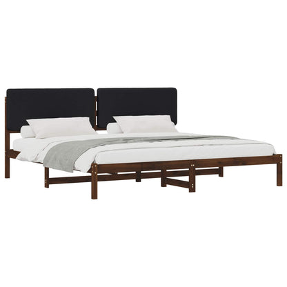 vidaXL Bed Frame with Upholstered Headboard Dark Brown and Black 2