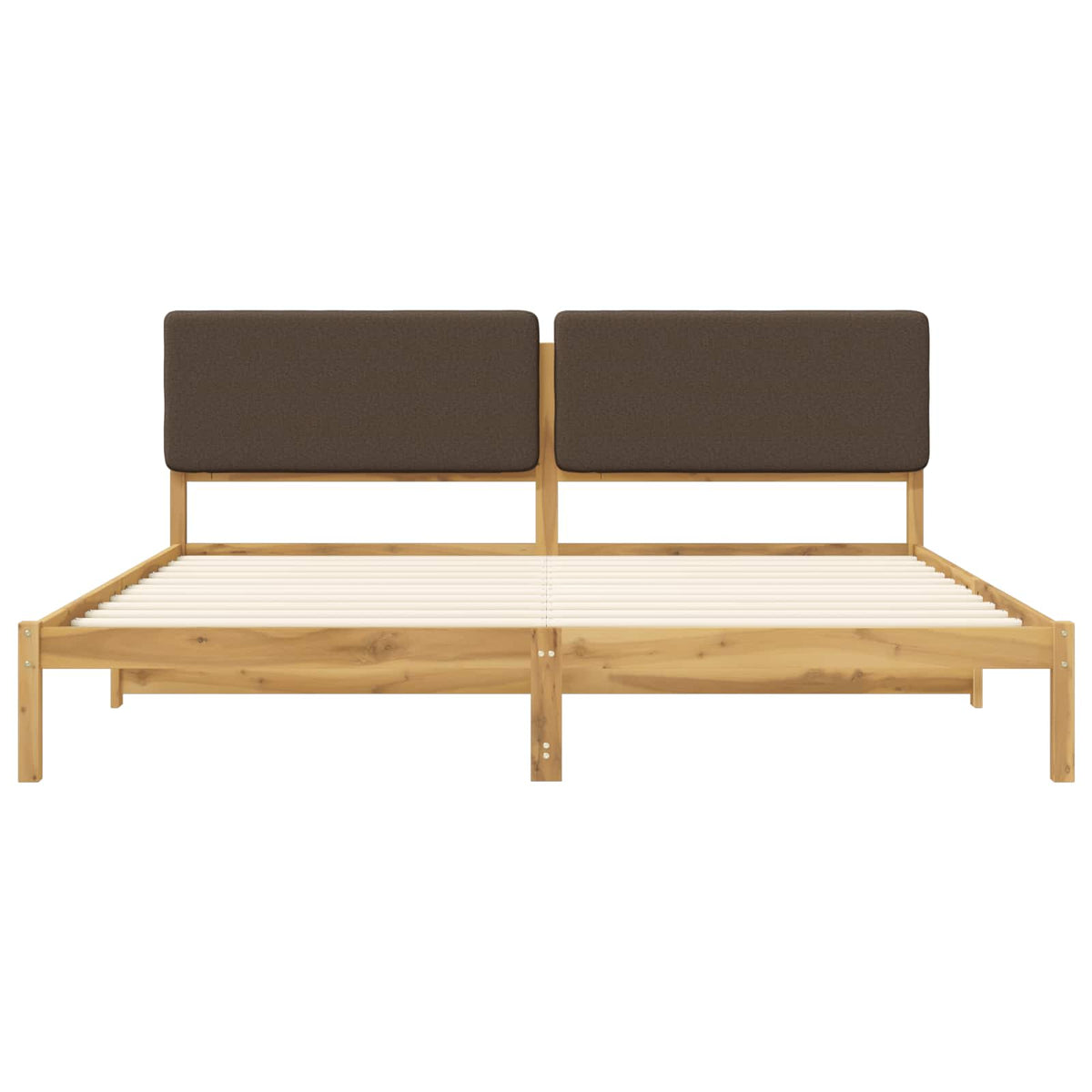 Bed Frame with Upholstered Headboard Length 200 cm Whitewash and Taupe 180 cm