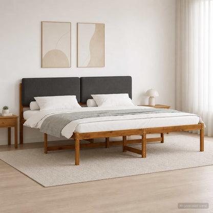 Bed Frame with Upholstered Headboard Natural and dark grey 180 cm 200 cm
