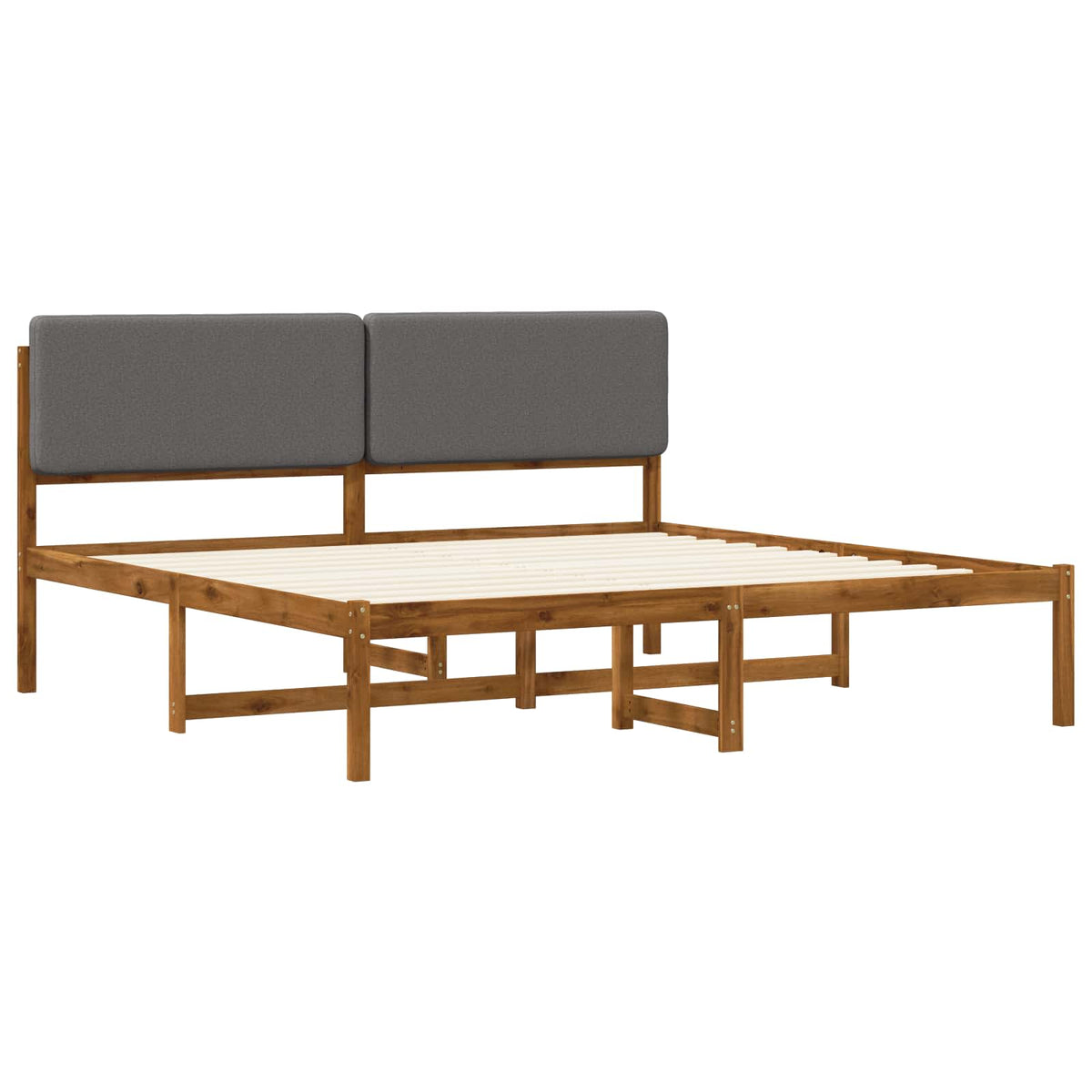 Bed Frame with Upholstered Headboard Natural and light grey 180 cm 200 cm