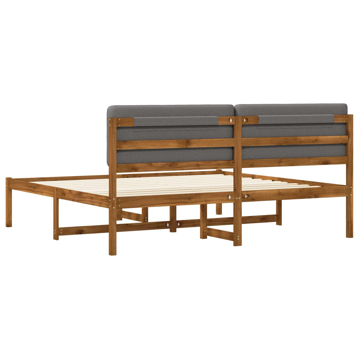 Bed Frame with Upholstered Headboard Natural and light grey 180 cm 200 cm