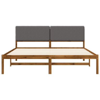 Bed Frame with Upholstered Headboard Natural and light grey 180 cm 200 cm