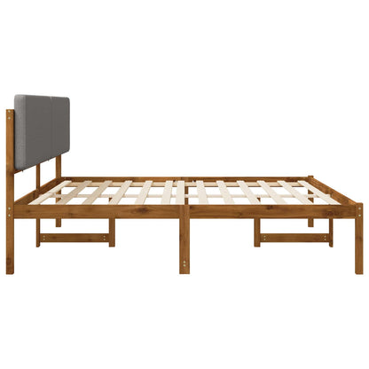 Bed Frame with Upholstered Headboard Natural and light grey 180 cm 200 cm
