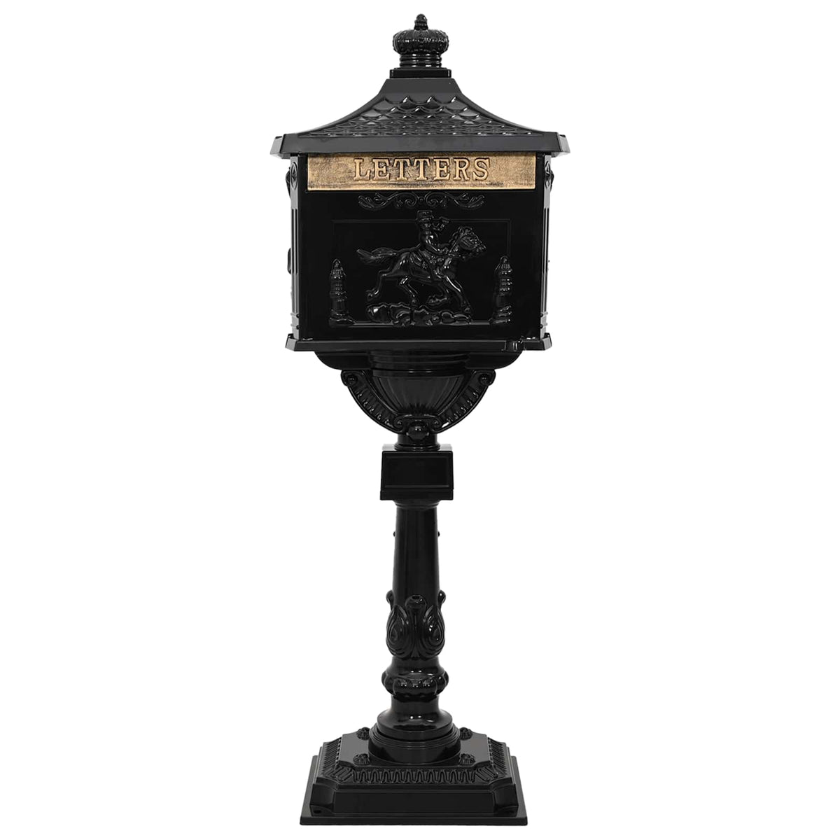 Standing Mailbox 42.5 x 29.5 x 117 cm Cast Aluminum Black