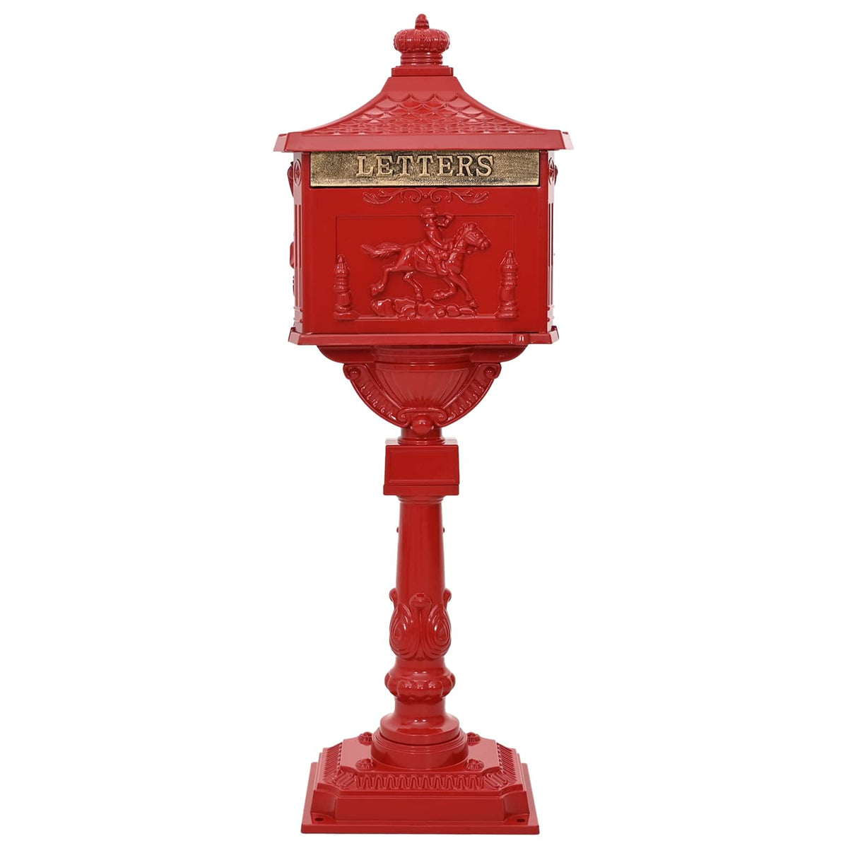 Standing Mailbox 42.5 x 29.5 x 117 cm Cast Aluminum Red