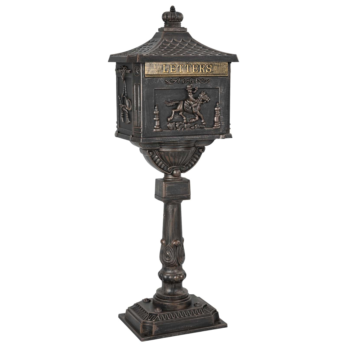 Standing Mailbox 42.5 x 29.5 x 117 cm Cast Aluminum Bronze