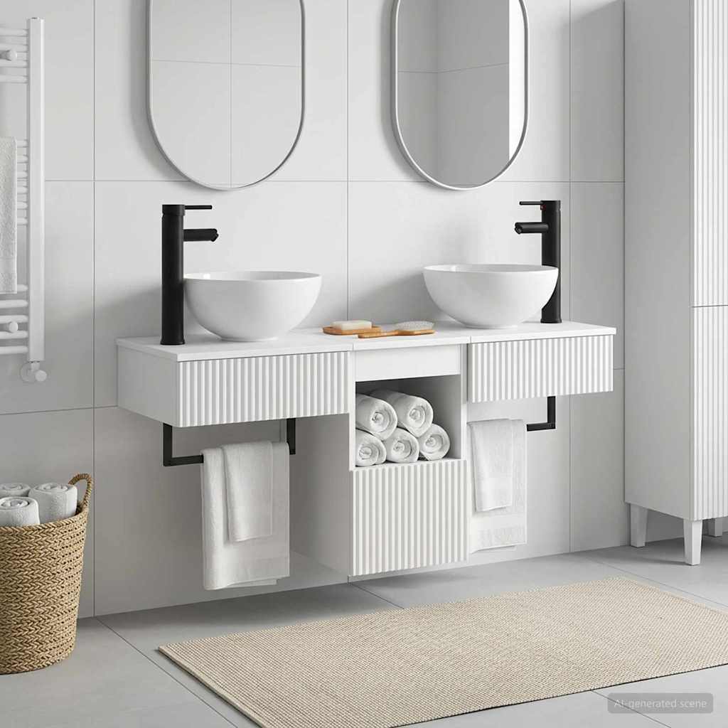 vidaXL Bathroom Furniture Set 3 pcs White Engineered Wood 1