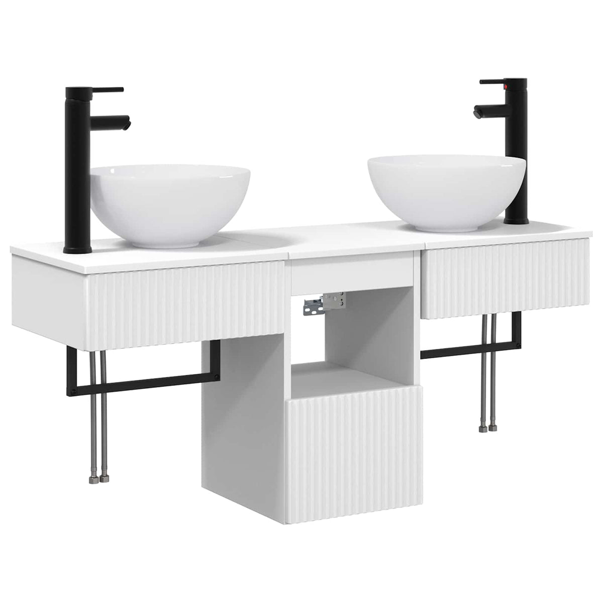vidaXL Bathroom Furniture Set 3 pcs White Engineered Wood 2