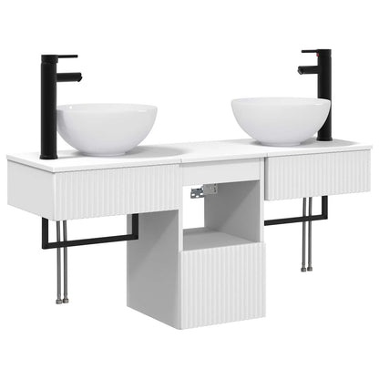 vidaXL Bathroom Furniture Set 3 pcs White Engineered Wood 2