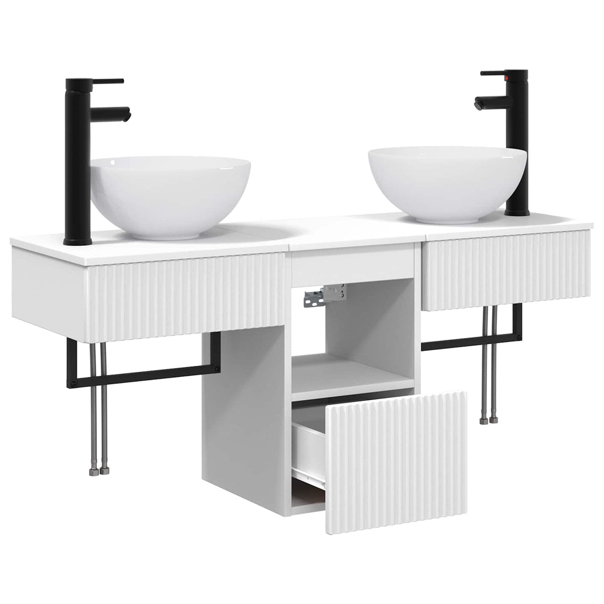 vidaXL Bathroom Furniture Set 3 pcs White Engineered Wood 4