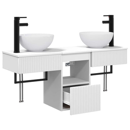vidaXL Bathroom Furniture Set 3 pcs White Engineered Wood 4