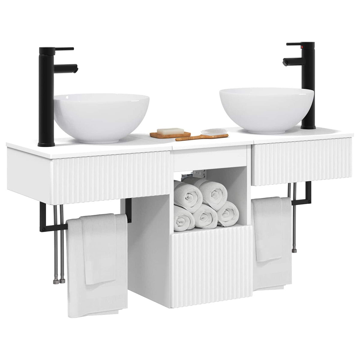 vidaXL Bathroom Furniture Set 3 pcs White Engineered Wood 3
