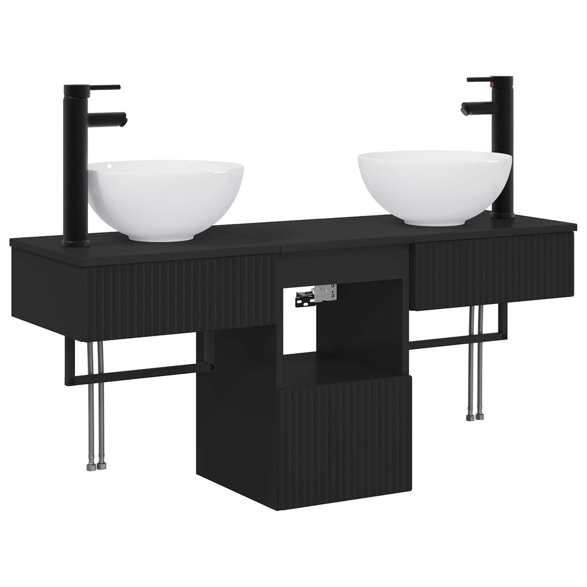 vidaXL Bathroom Furniture Set 3 pcs Black Engineered Wood 2