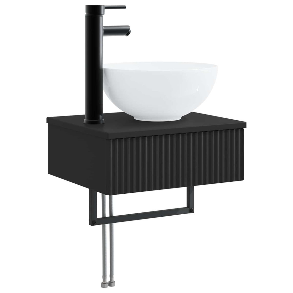 vidaXL Bathroom Furniture Set 3 pcs Black Engineered Wood 5