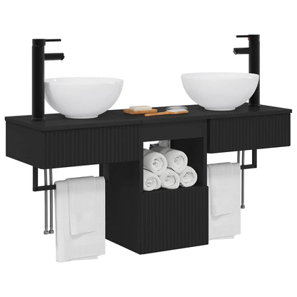 vidaXL Bathroom Furniture Set 3 pcs Black Engineered Wood 3