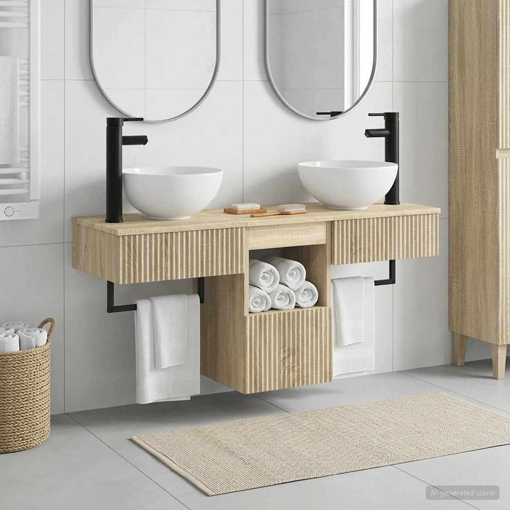 vidaXL Bathroom Furniture Set 3 pcs Sonoma Oak Engineered Wood 1