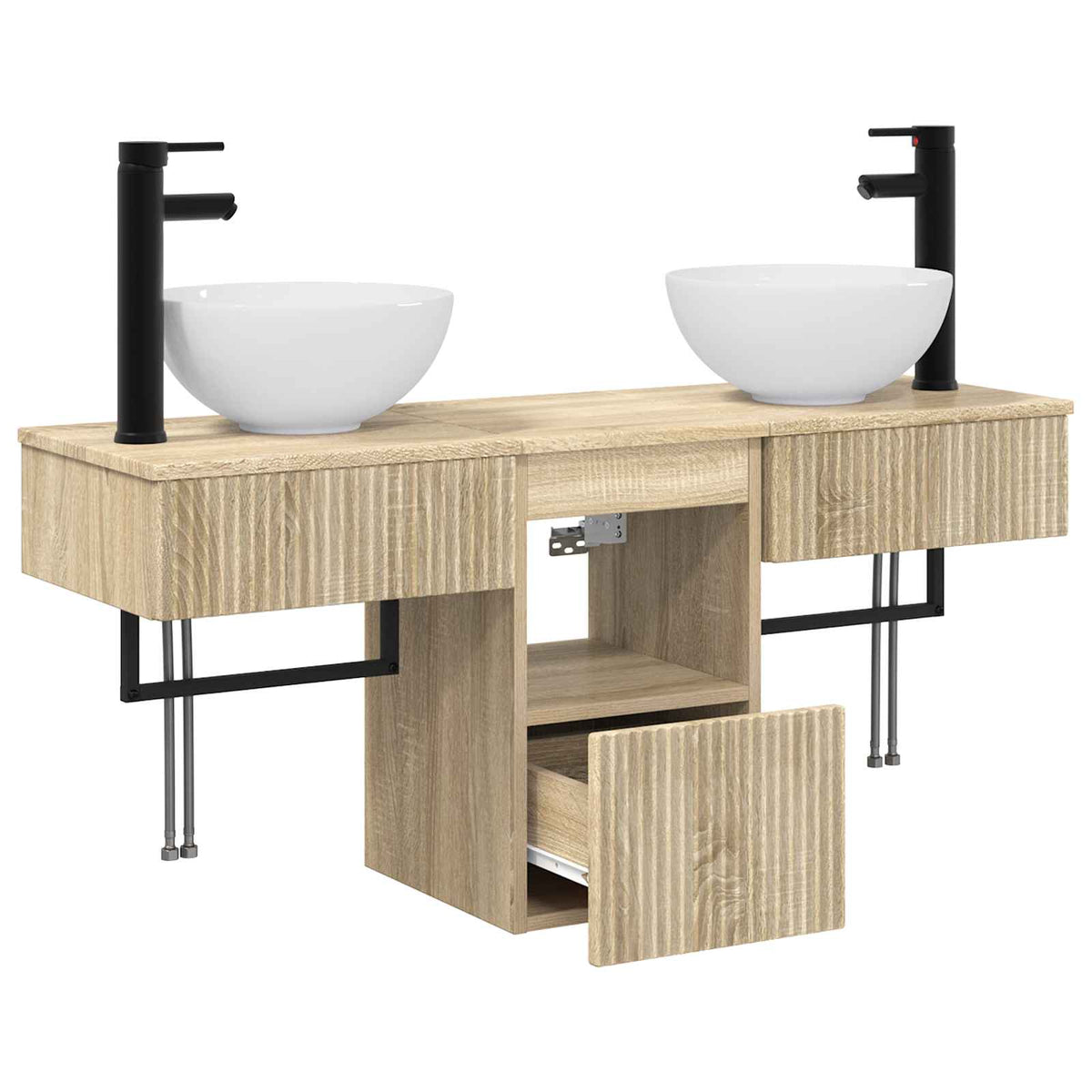 vidaXL Bathroom Furniture Set 3 pcs Sonoma Oak Engineered Wood 4