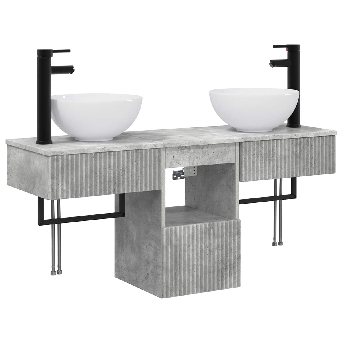 vidaXL Bathroom Furniture Set 3 pcs Concrete Grey Engineered Wood 2