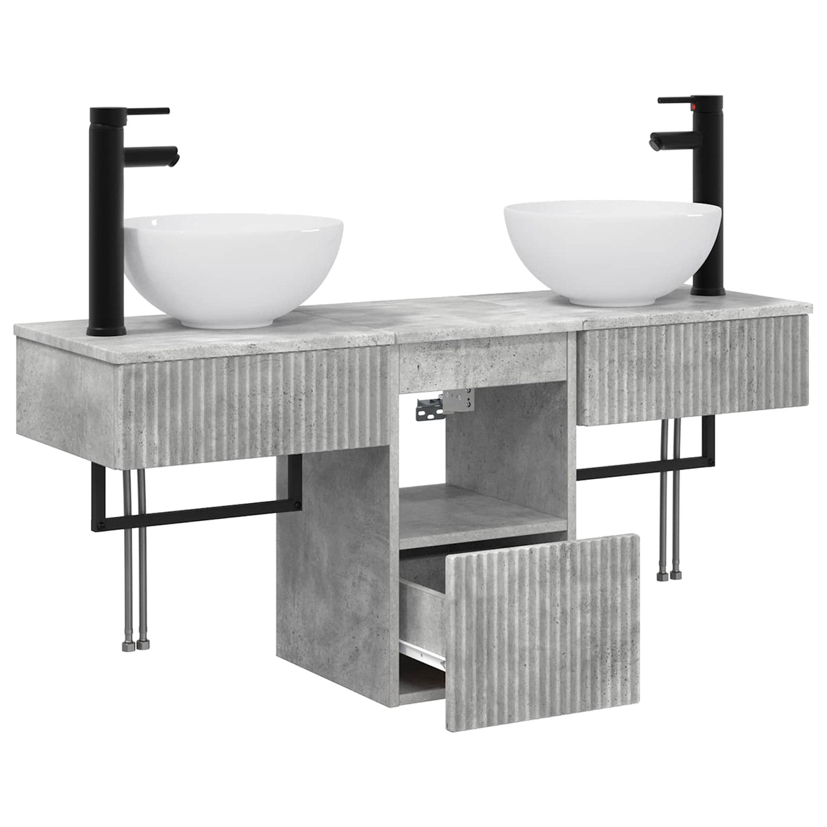vidaXL Bathroom Furniture Set 3 pcs Concrete Grey Engineered Wood 4