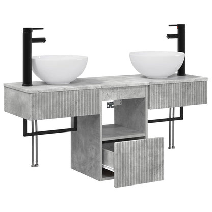 vidaXL Bathroom Furniture Set 3 pcs Concrete Grey Engineered Wood 4