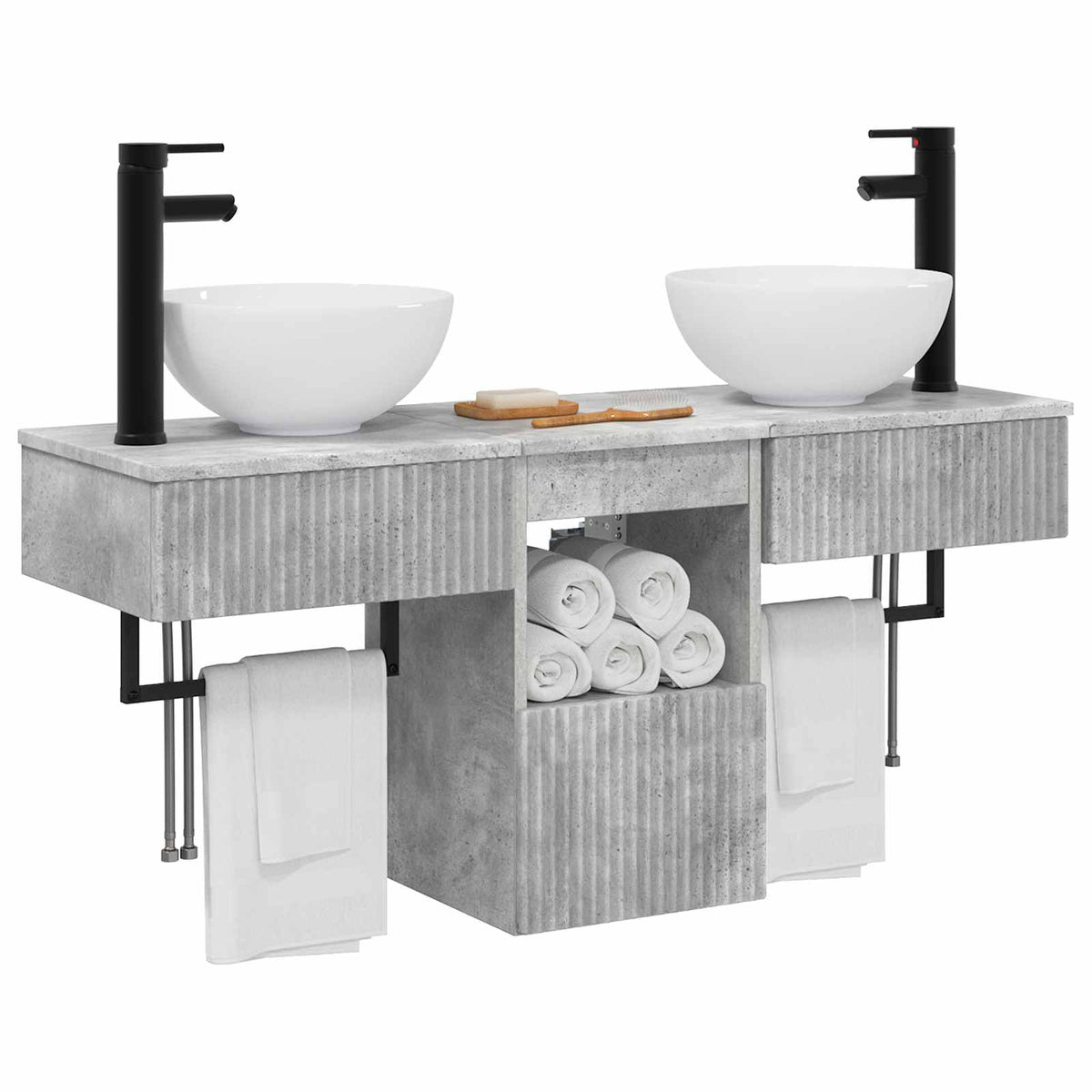 vidaXL Bathroom Furniture Set 3 pcs Concrete Grey Engineered Wood 3