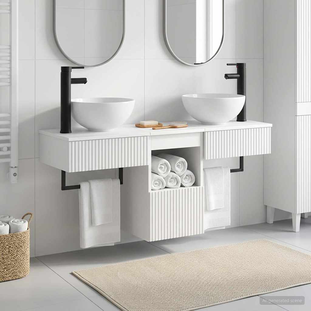 vidaXL Bathroom Furniture Set 3 pcs High Gloss White Engineered Wood 1