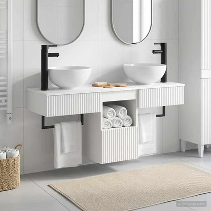 vidaXL Bathroom Furniture Set 3 pcs High Gloss White Engineered Wood 1