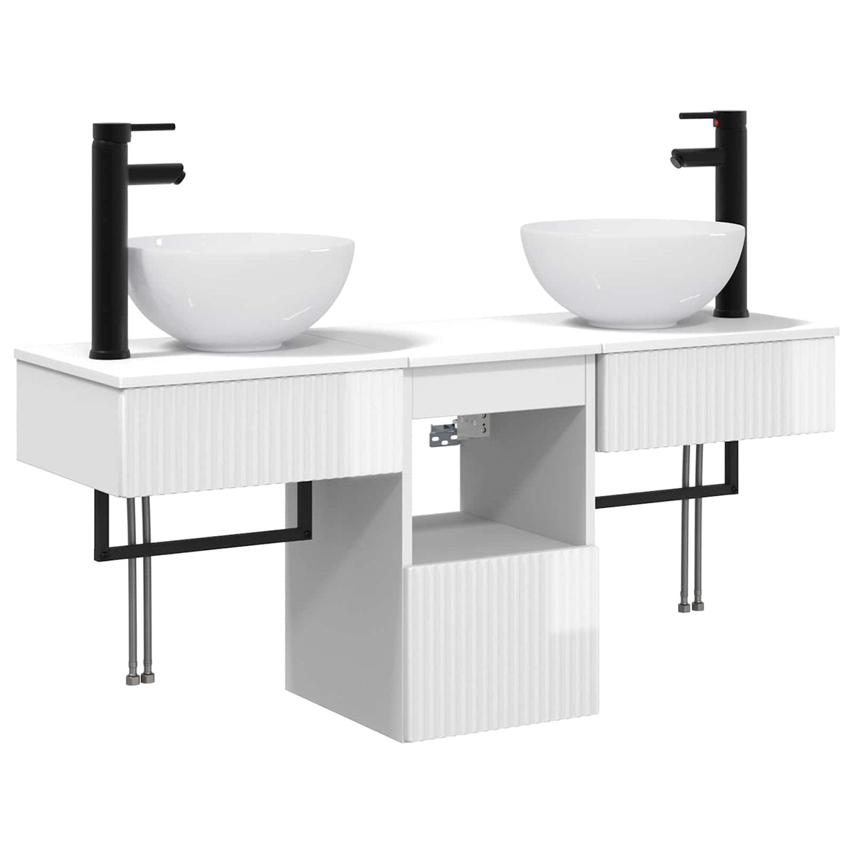 vidaXL Bathroom Furniture Set 3 pcs High Gloss White Engineered Wood 2