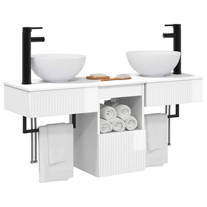 vidaXL Bathroom Furniture Set 3 pcs High Gloss White Engineered Wood 3